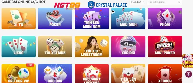 Các loại game bài Net88